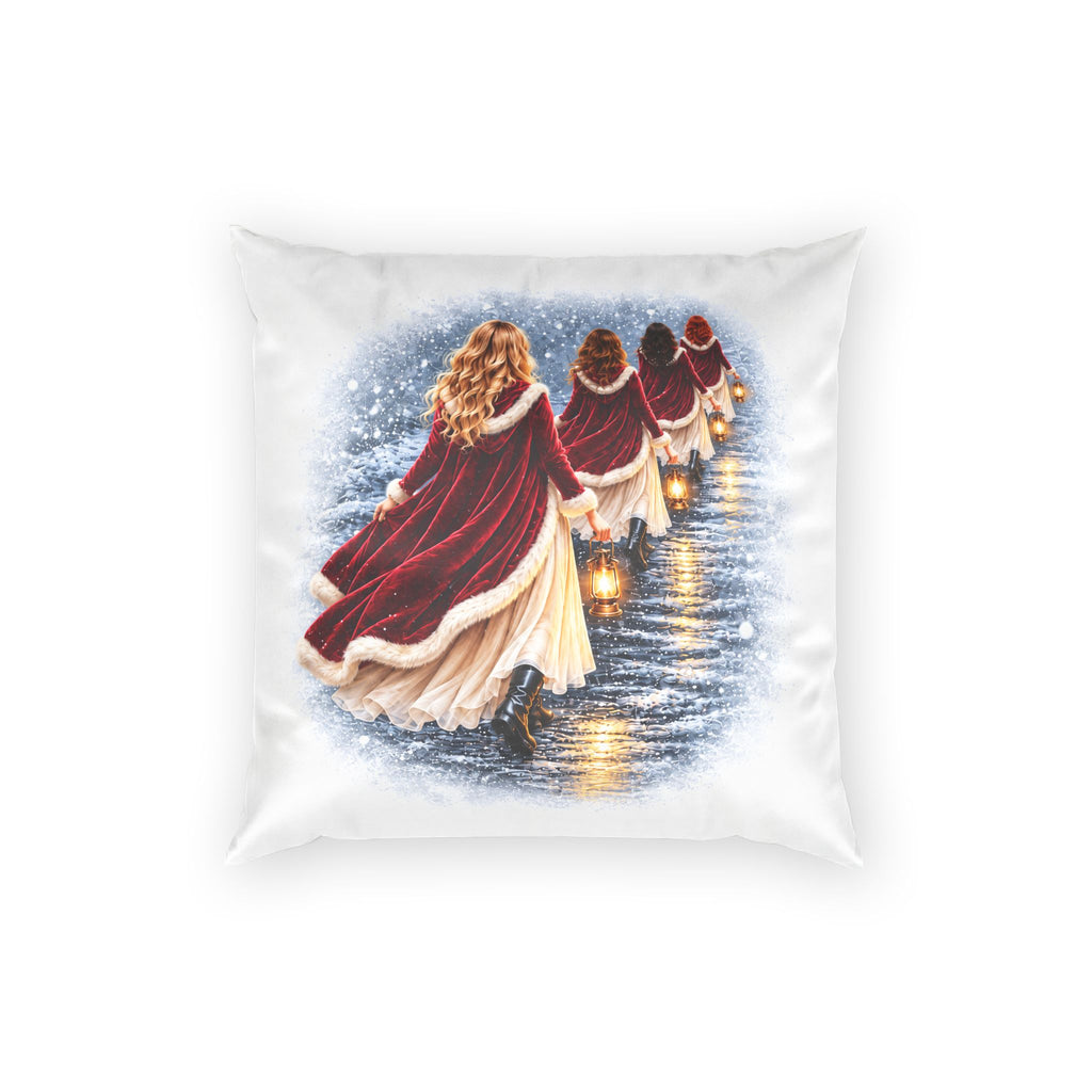 Women in Red Cloaks - velvet throw pillow