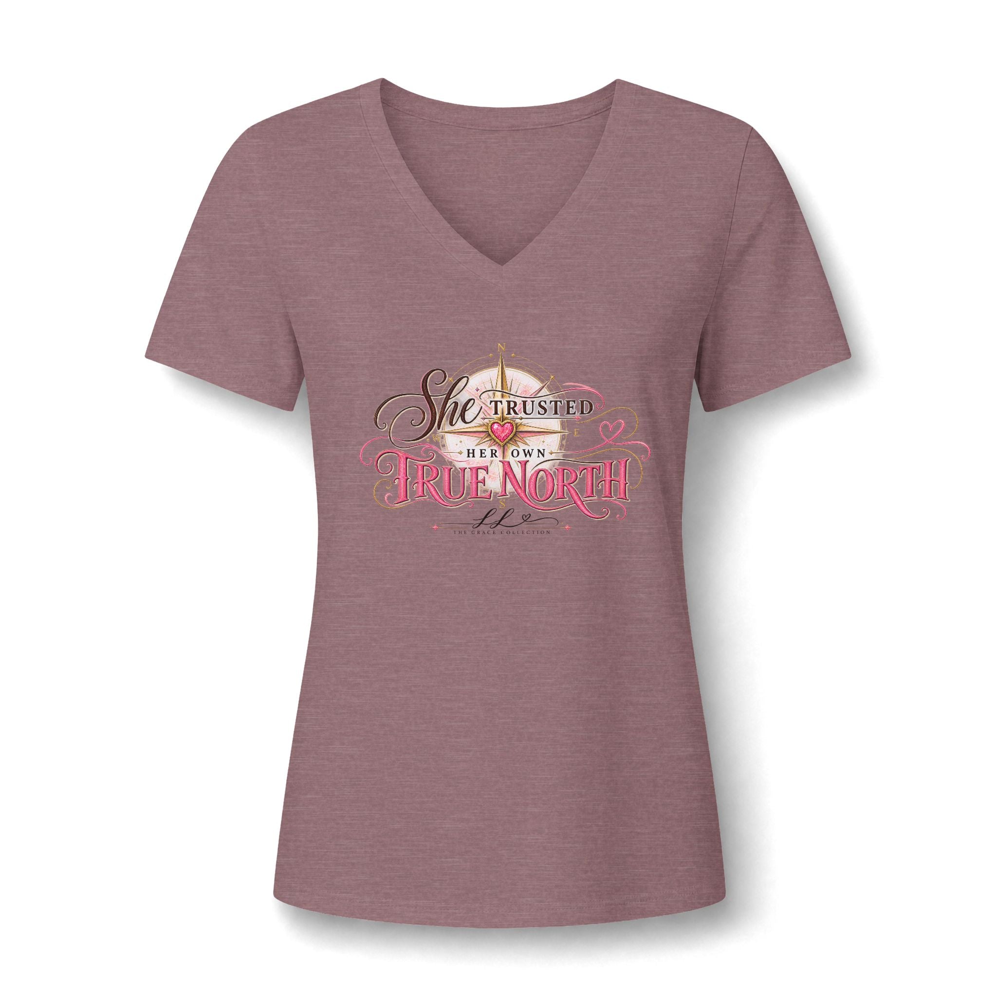 "She Trusted Her Own True North" Women's V Neck Tee