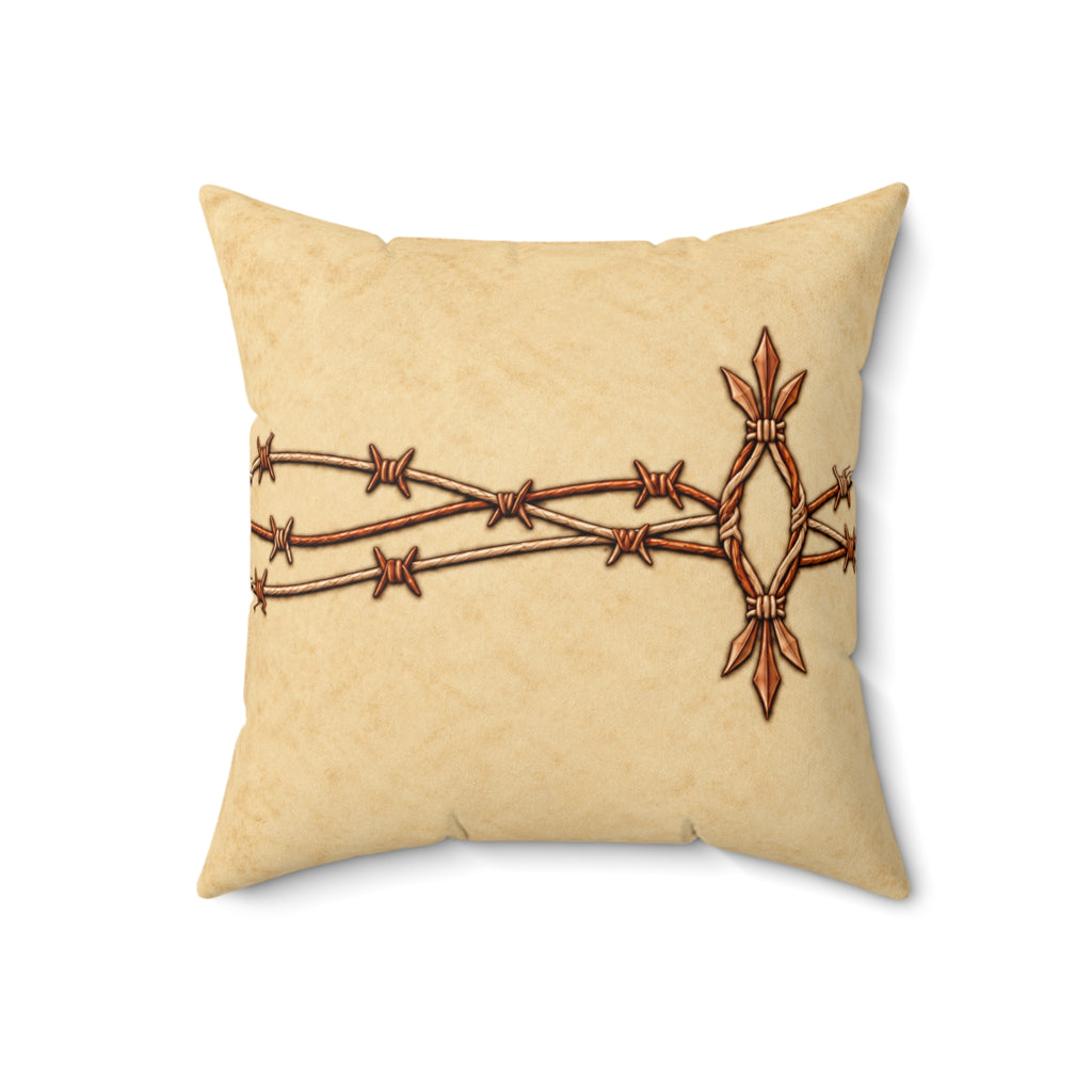 Western Barbed Wire  - Faux Suede Throw Pillow
