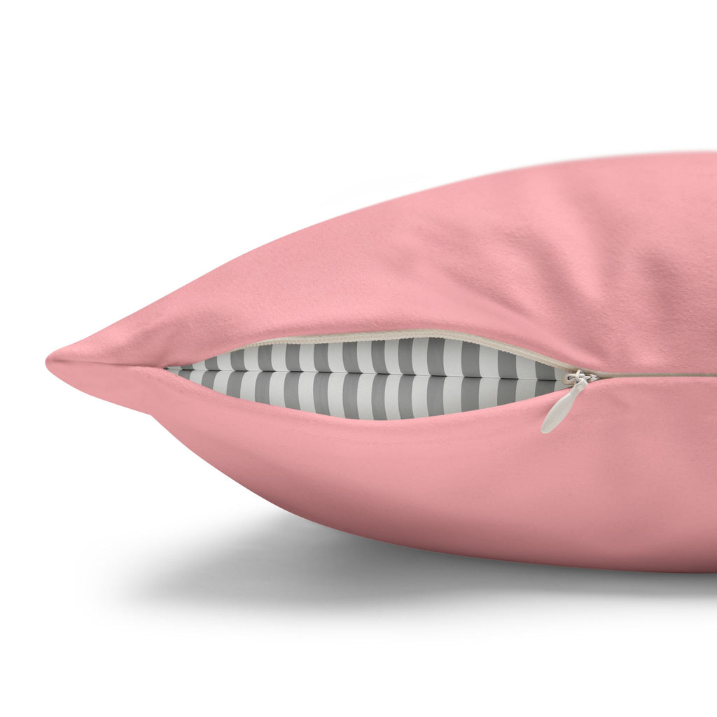 Pink Candy Cane Cross Faux Suede Square Pillow Cover