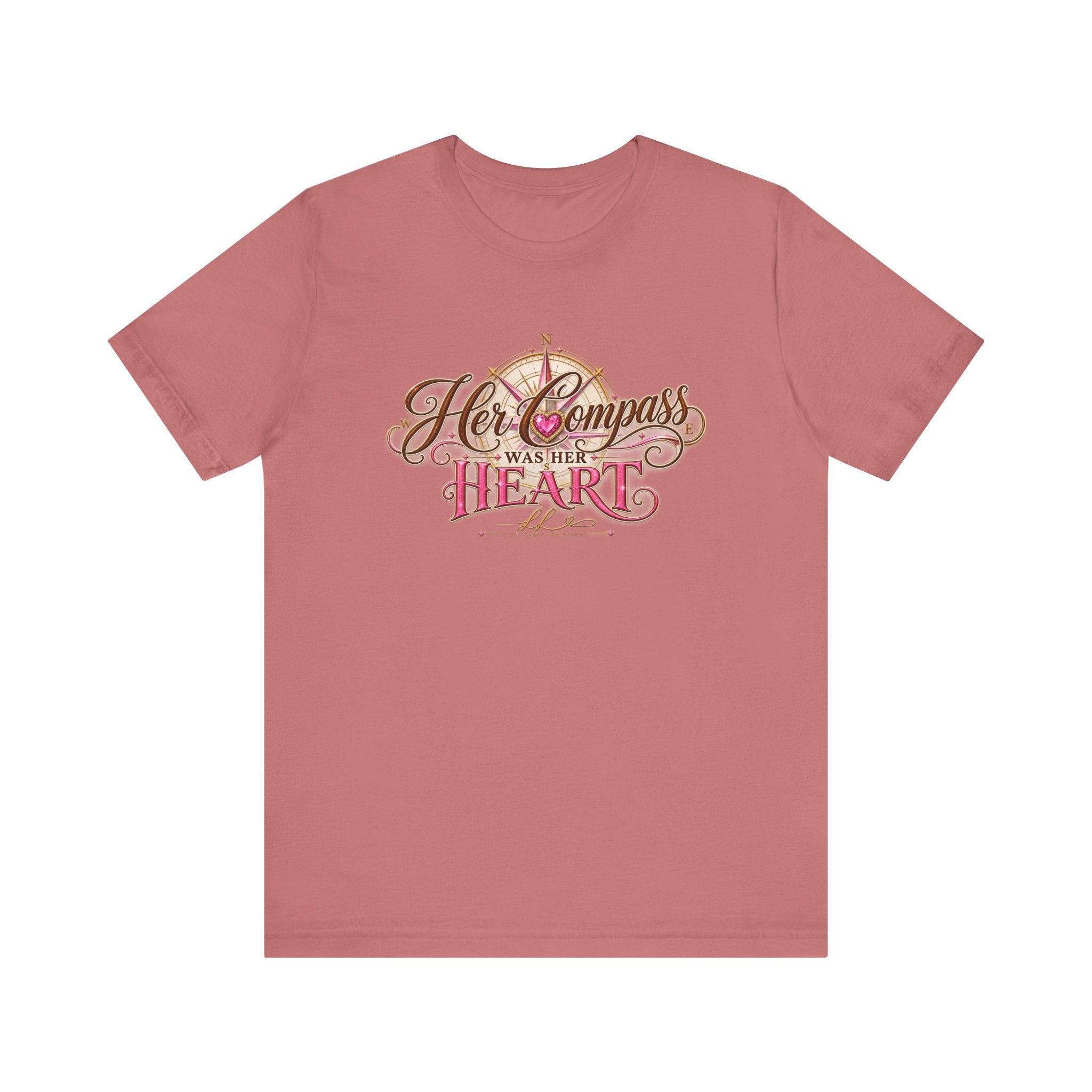 Her Compass Was Her Heart Tee — Inspirational Compass Graphic T-Shirt