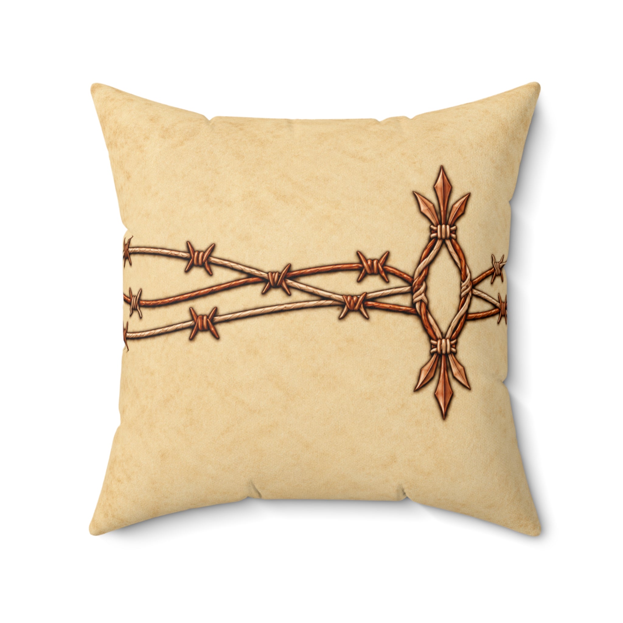 Western Barbed Wire  - Faux Suede Throw Pillow