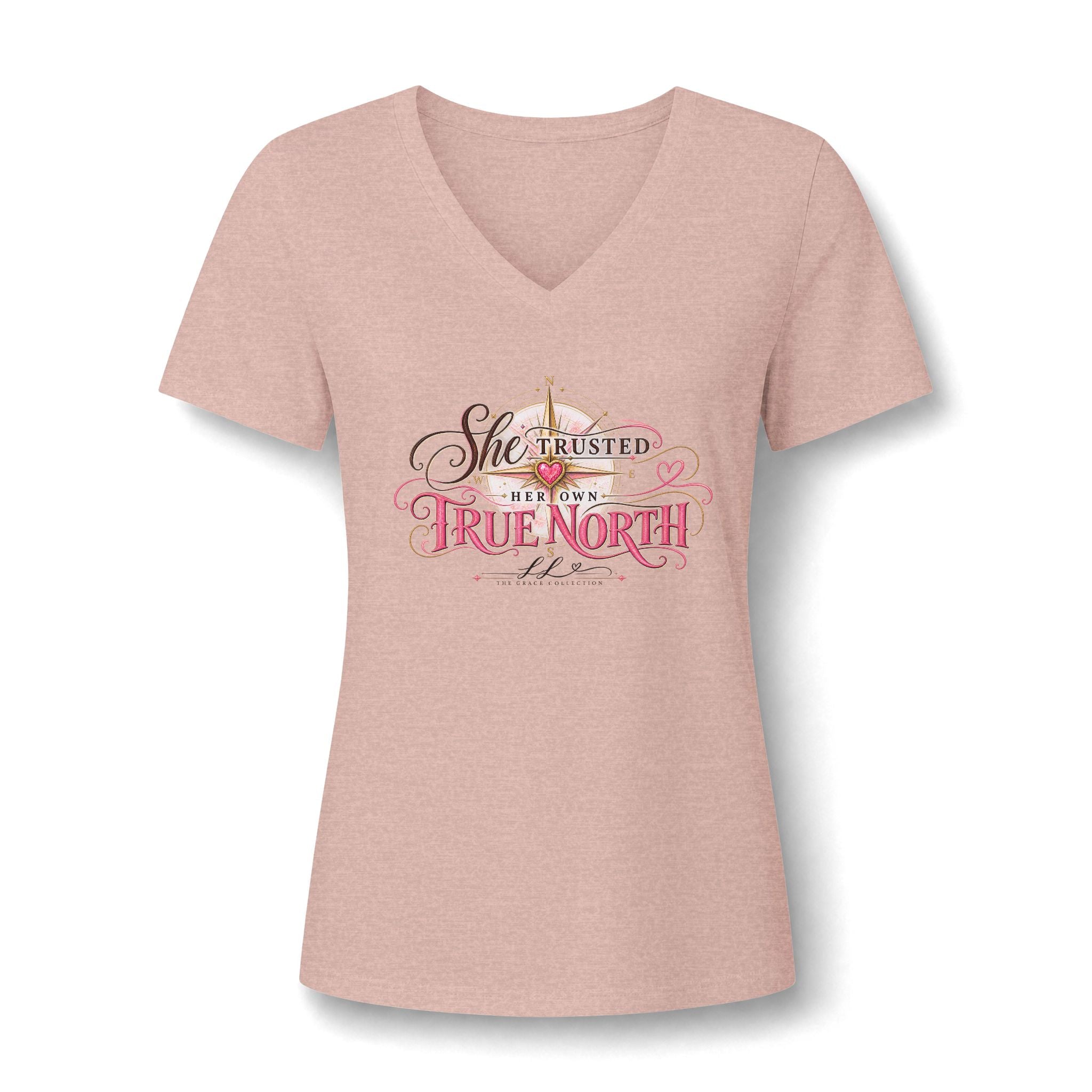 "She Trusted Her Own True North" Women's V Neck Tee