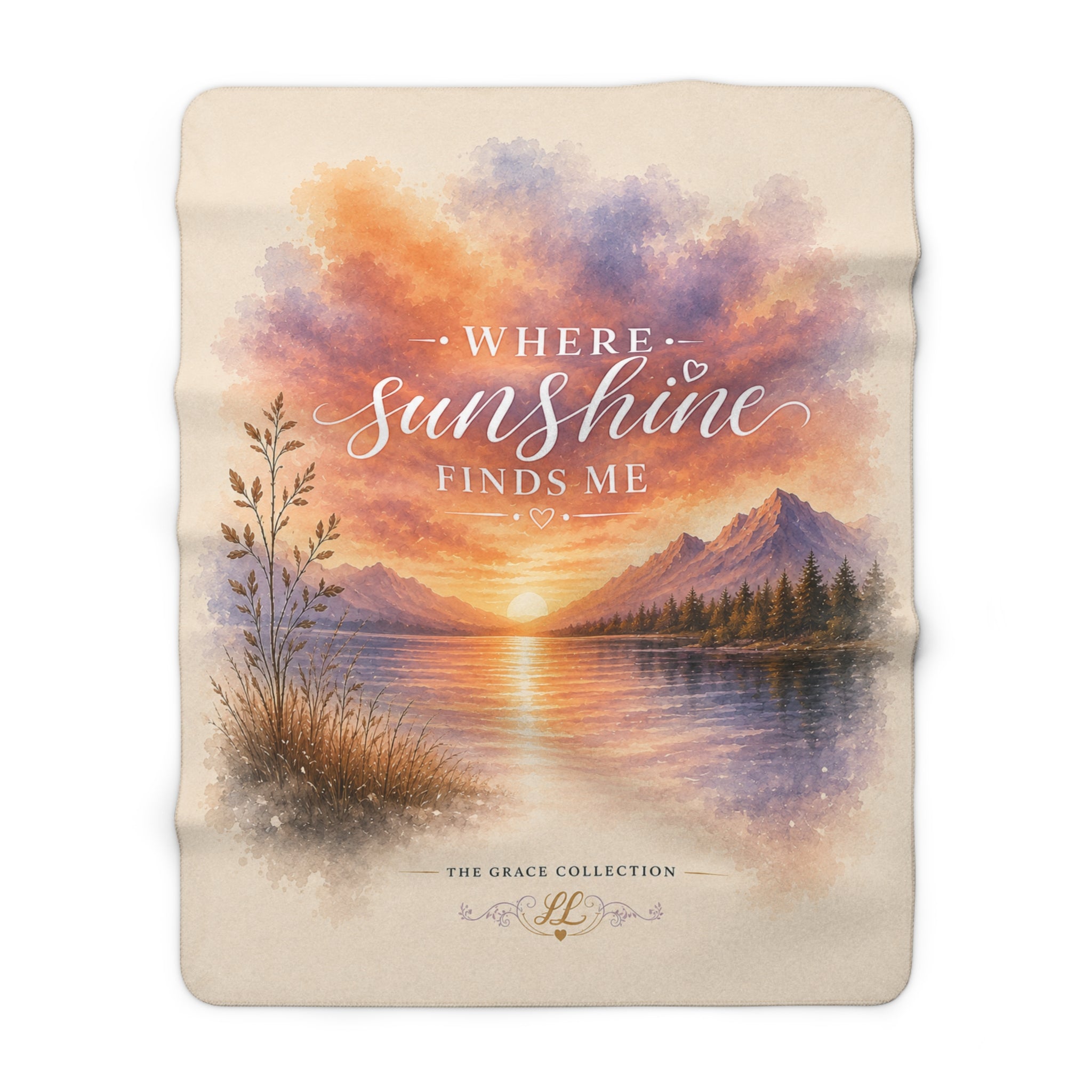 "Where Sunshine Finds Me" -  Sherpa Fleece Blanket — Cozy Scenic Sunset Throw