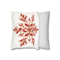 Red and Gold Candy Cane Snowflake Faux Suede Square Pillow Cover