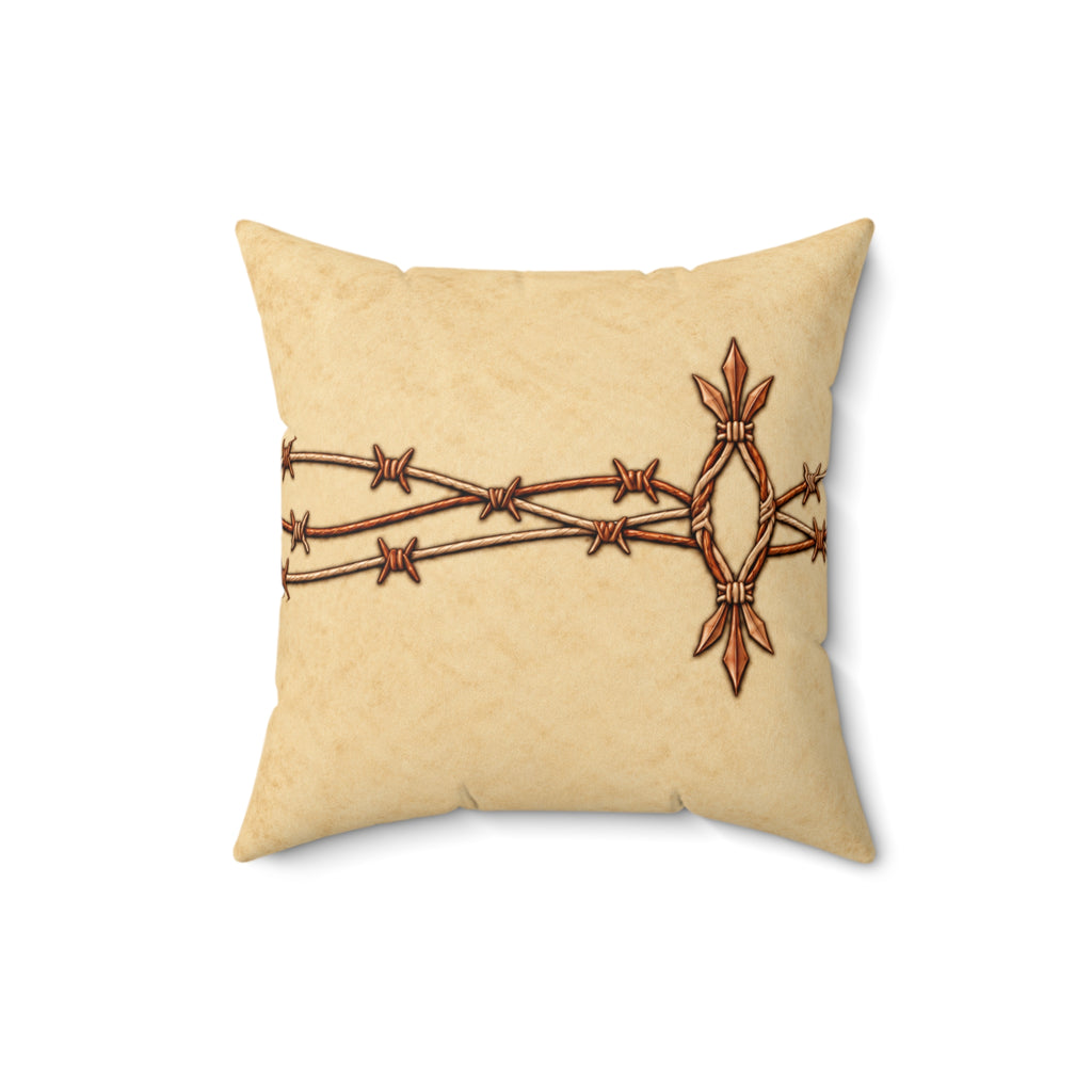 Western Barbed Wire  - Faux Suede Throw Pillow
