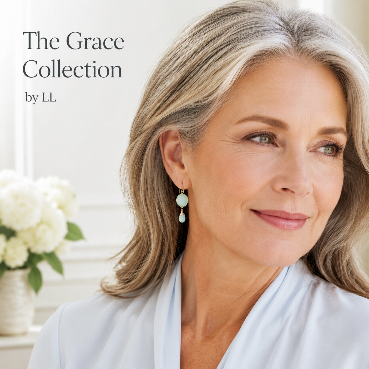 Victoria Ojai Earring in Chalcedony in Gold