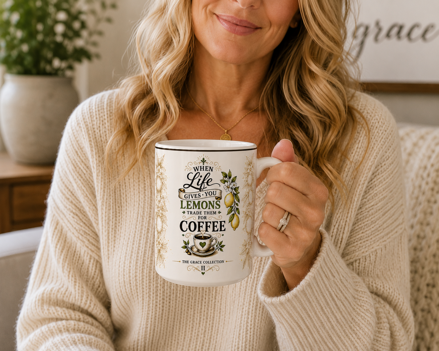 When Life Gives You Lemons Trade Them For Coffee Mug | Lemon Coffee Script Design 15oz