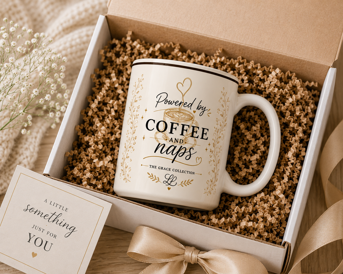 Powered by Coffee and Naps Mug | Ceramic 15oz, Coffee Lover Quote