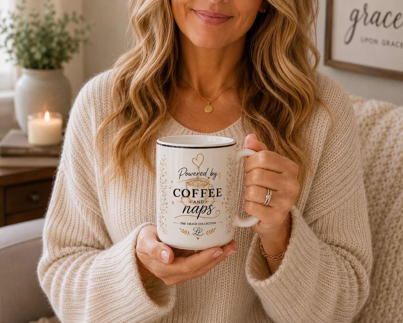 Powered by Coffee and Naps Mug | Ceramic 15oz, Coffee Lover Quote