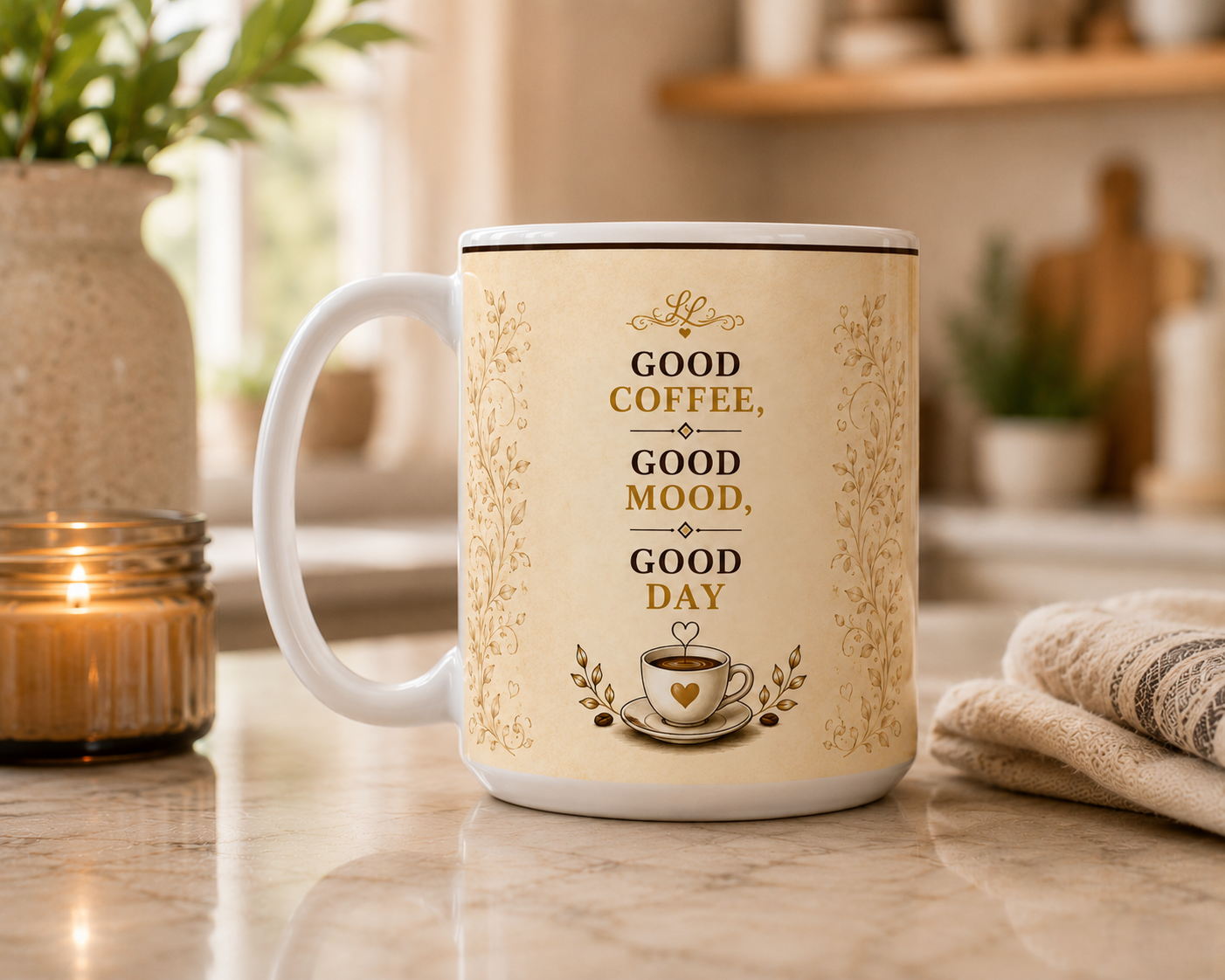 Espresso Yourself Mug | Coffee Typography, Vintage Floral Design