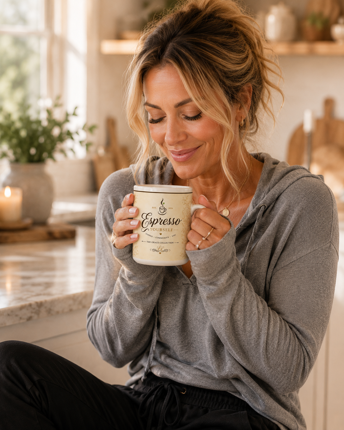 Espresso Yourself Mug | Coffee Typography, Vintage Floral Design