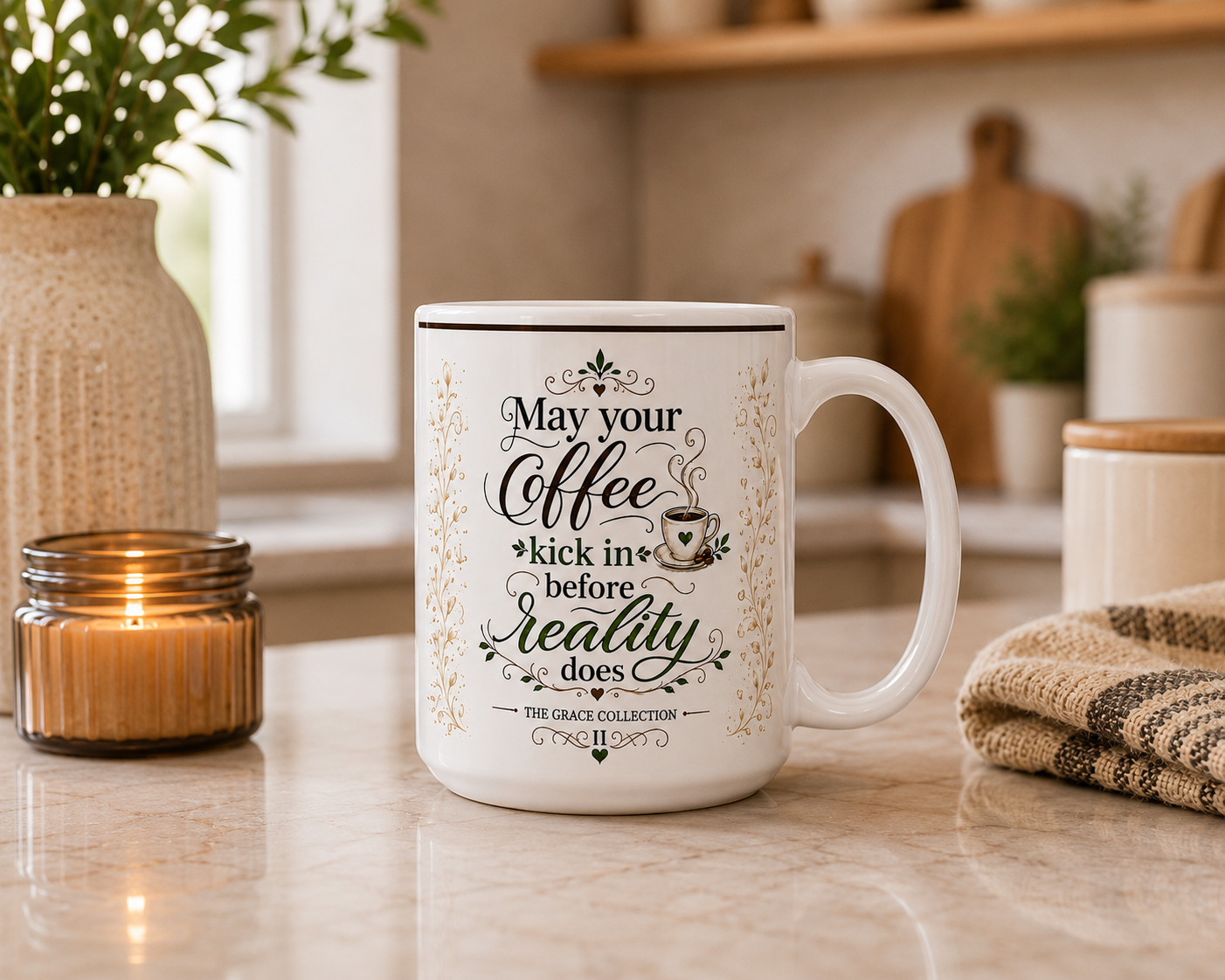 May Your Coffee Kick In Before Reality Does Mug 15oz | Ceramic Coffee Cup, Morning Mug