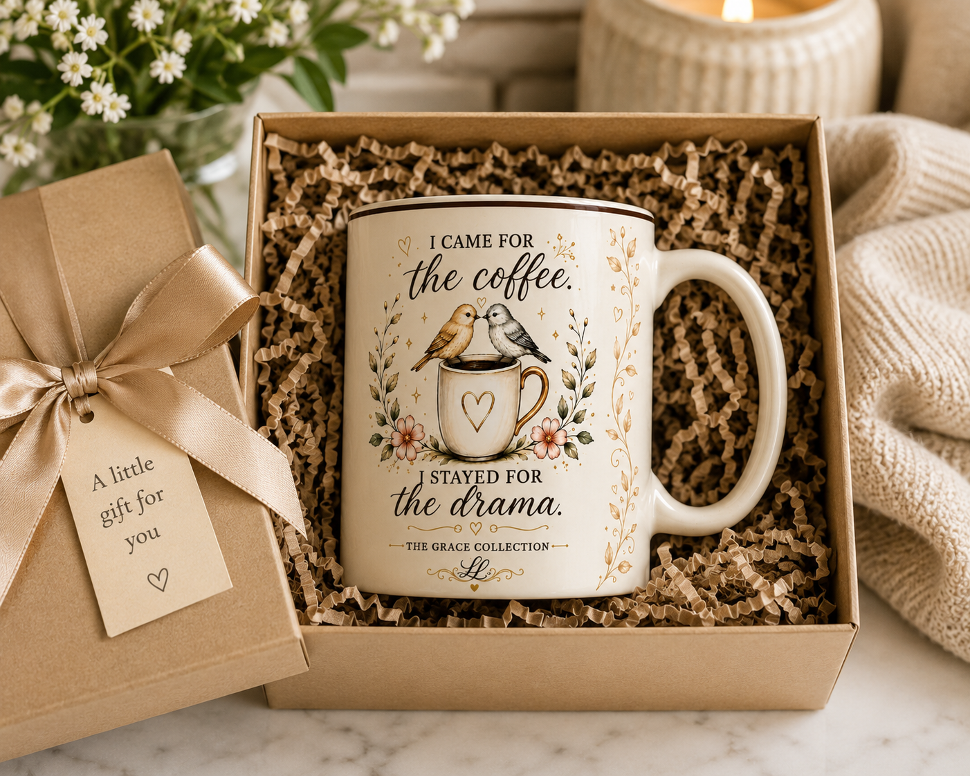Birds on Coffee Cup Mug | I Came for the Coffee Stayed for the Drama