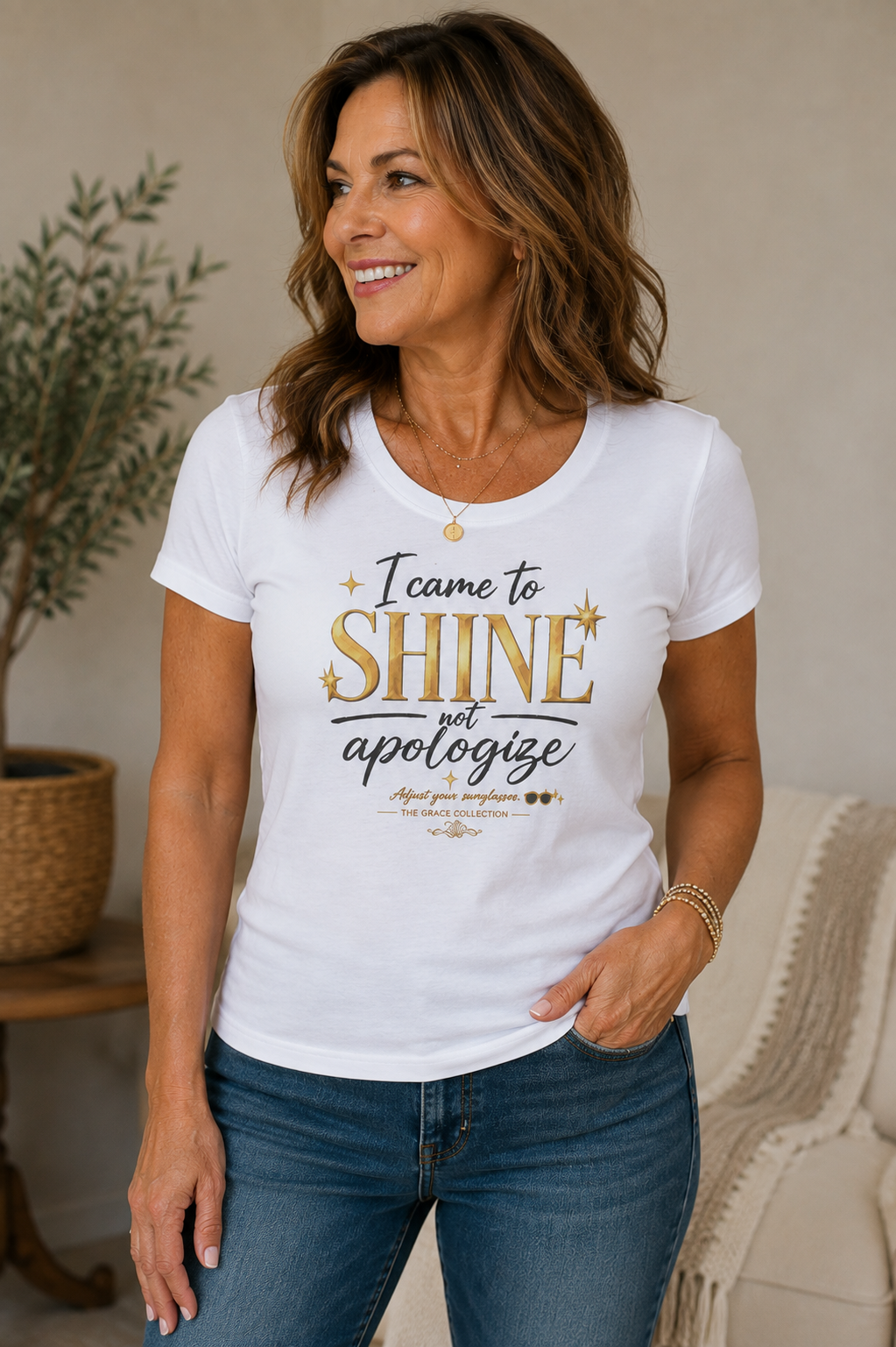 I Came To Shine Not Apologize - minimal white tee