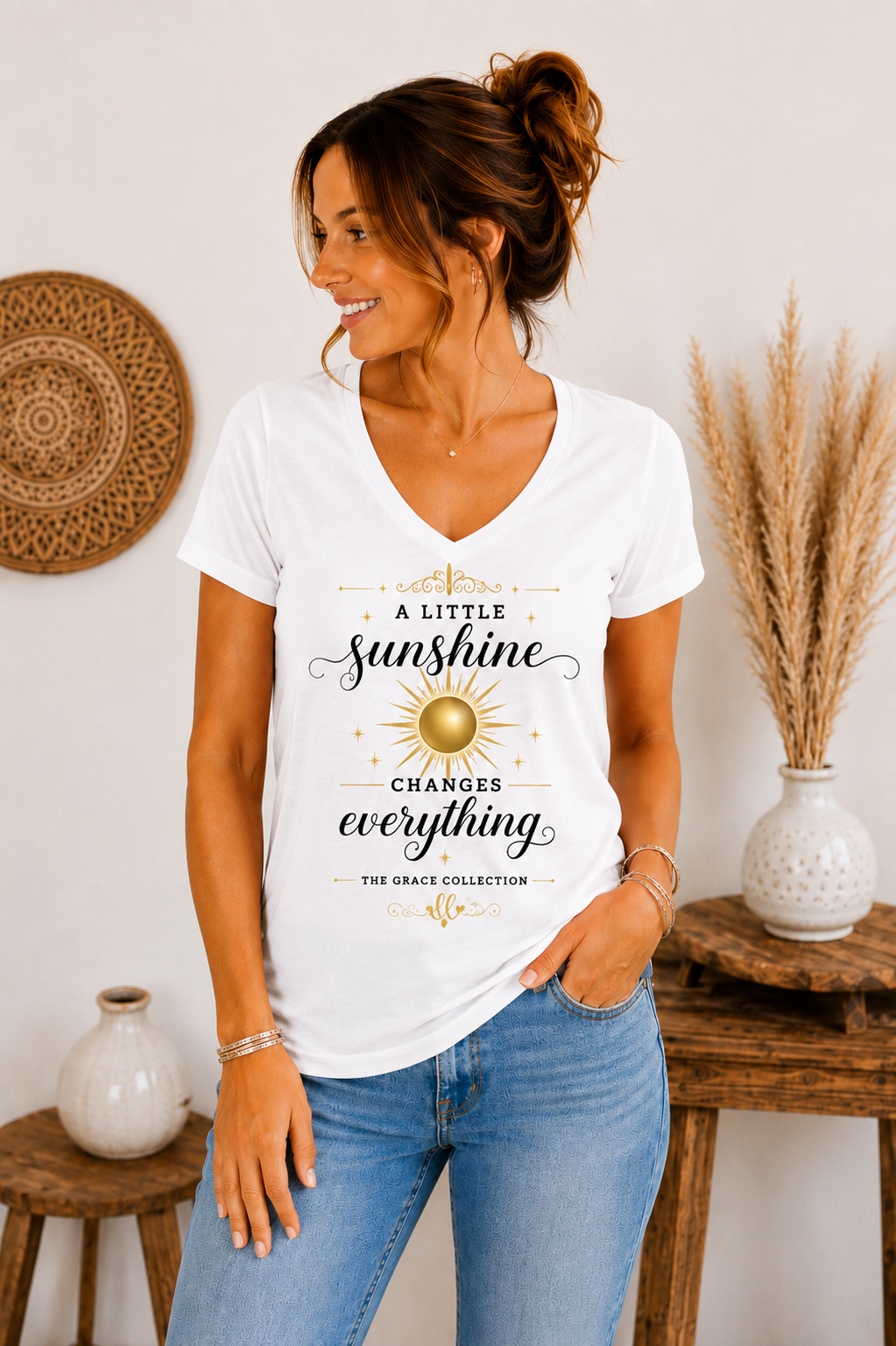 A Little Sunshine Changes Everything tee | V-neck women's shirt