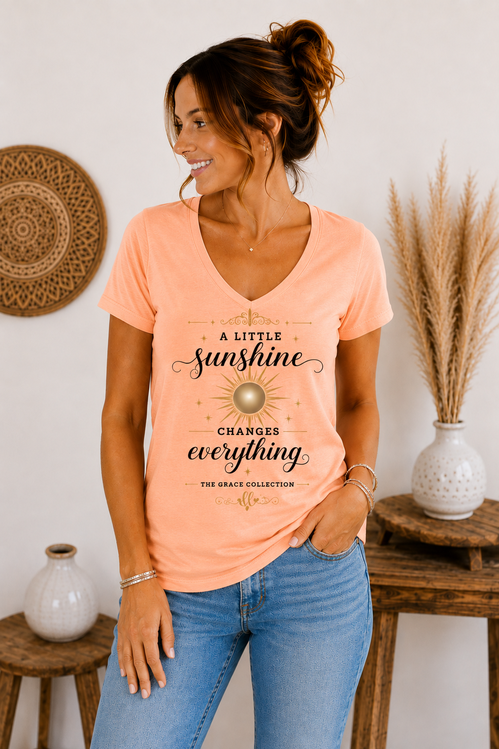 A Little Sunshine Changes Everything tee | V-neck women's shirt