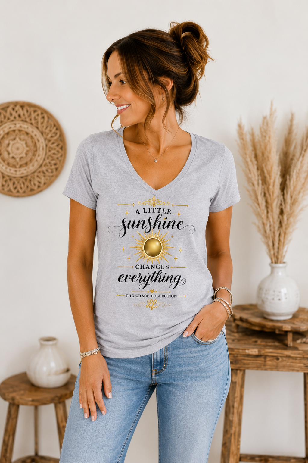 A Little Sunshine Changes Everything tee | V-neck women's shirt
