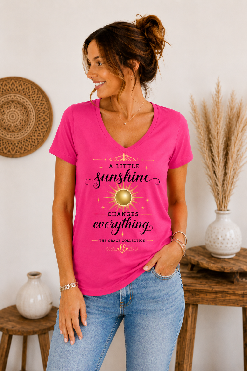 A Little Sunshine Changes Everything tee | V-neck women's shirt