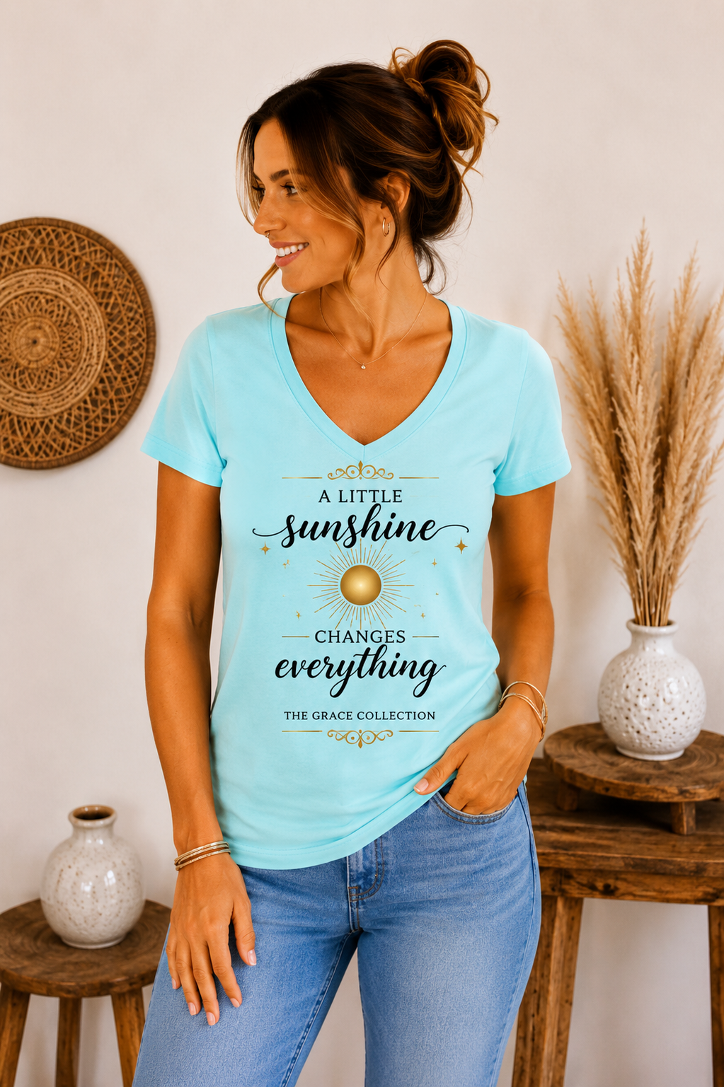 A Little Sunshine Changes Everything tee | V-neck women's shirt