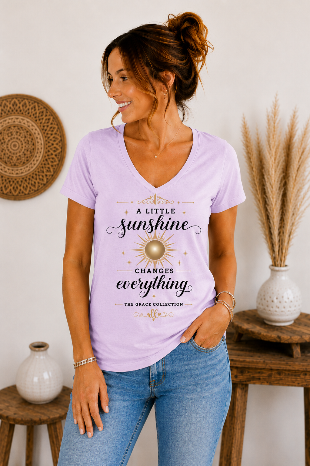 A Little Sunshine Changes Everything tee | V-neck women's shirt