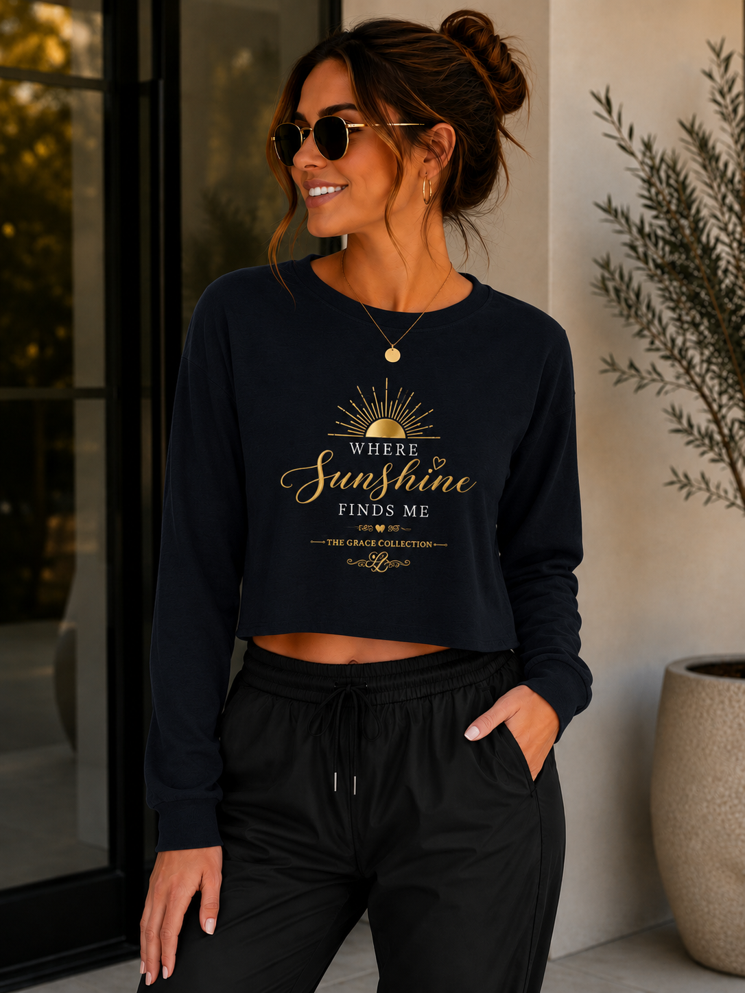 Where Sunshine Finds Me - Cropped Long Sleeve Tee