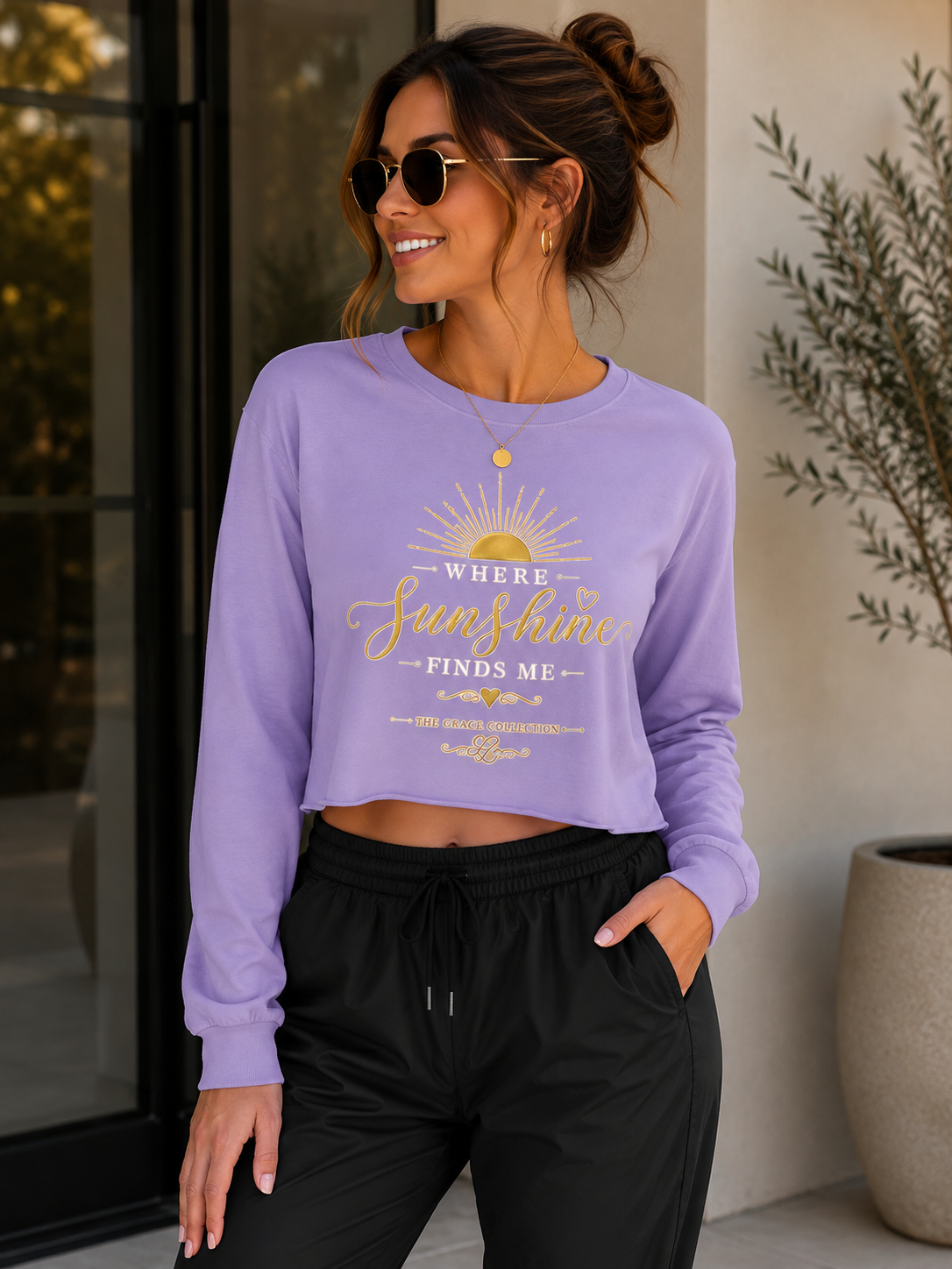 Where Sunshine Finds Me - Cropped Long Sleeve Tee