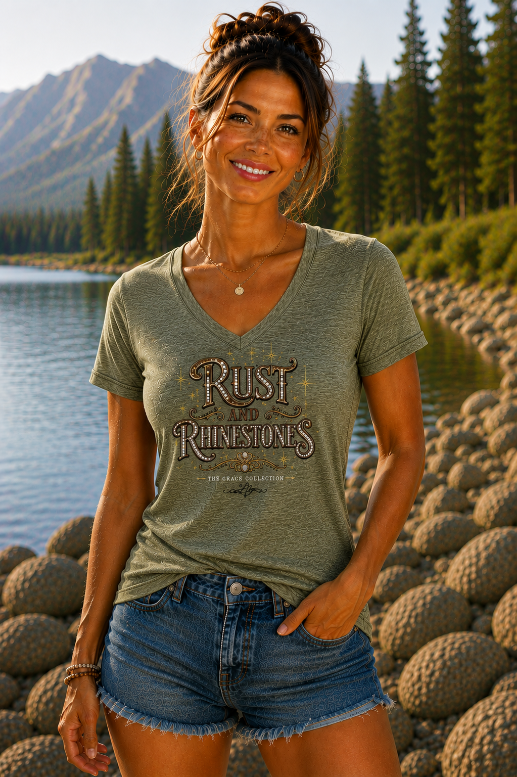 "Rust and Rhinestones" Women's  Tee