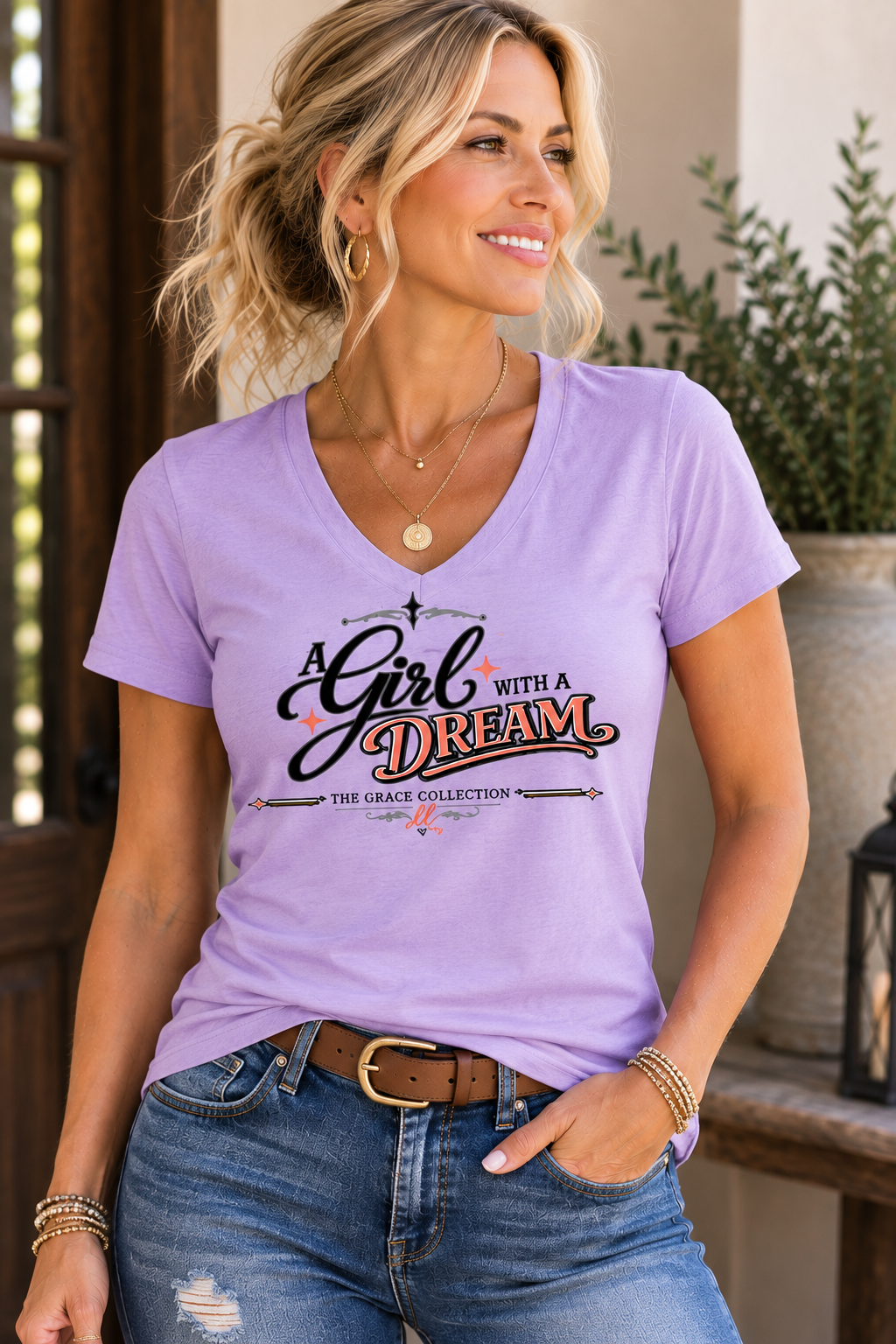 A Girl With A Dream -Women's V-Neck Tee