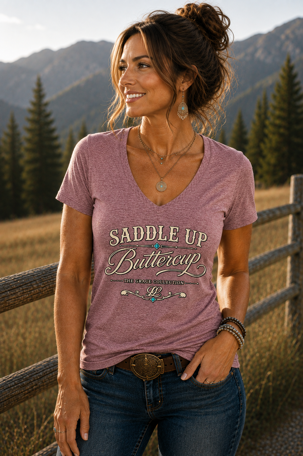 Saddle Up Buttercup V-Neck Tee