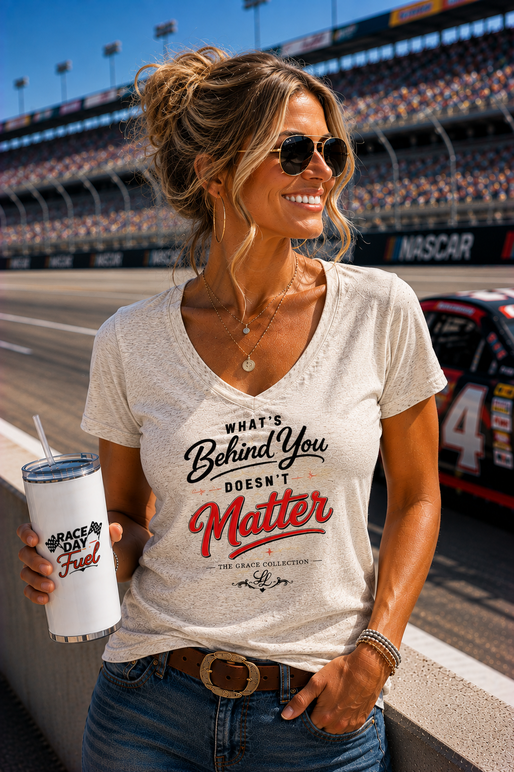 "What's Behind You Doesn't Matter"  - Women's V Neck Tee