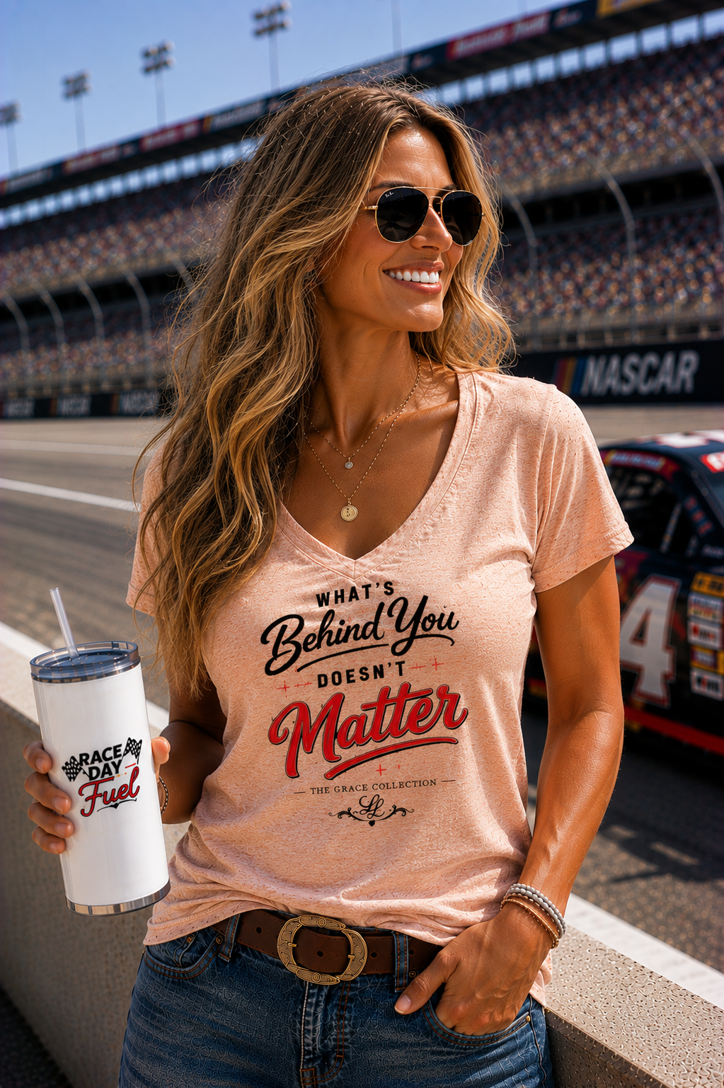 "What's Behind You Doesn't Matter"  - Women's V Neck Tee