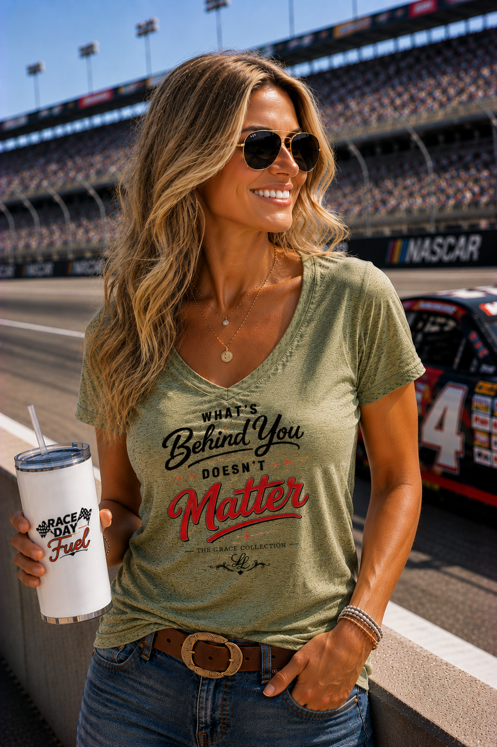 "What's Behind You Doesn't Matter"  - Women's V Neck Tee