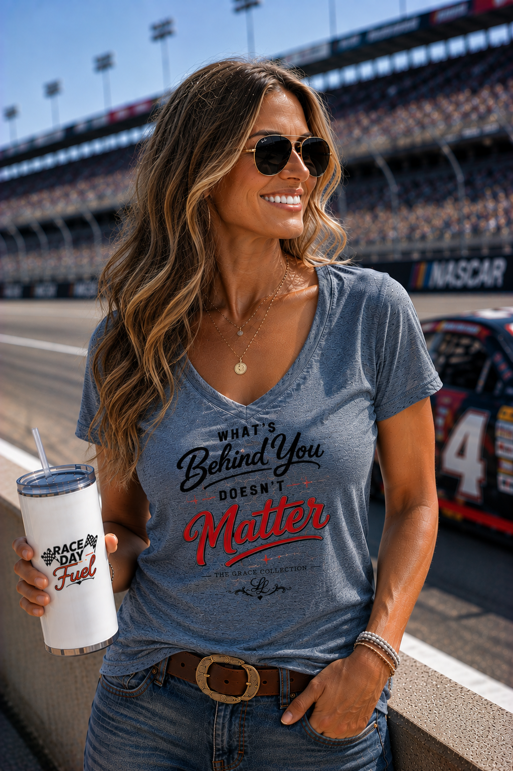"What's Behind You Doesn't Matter"  - Women's V Neck Tee