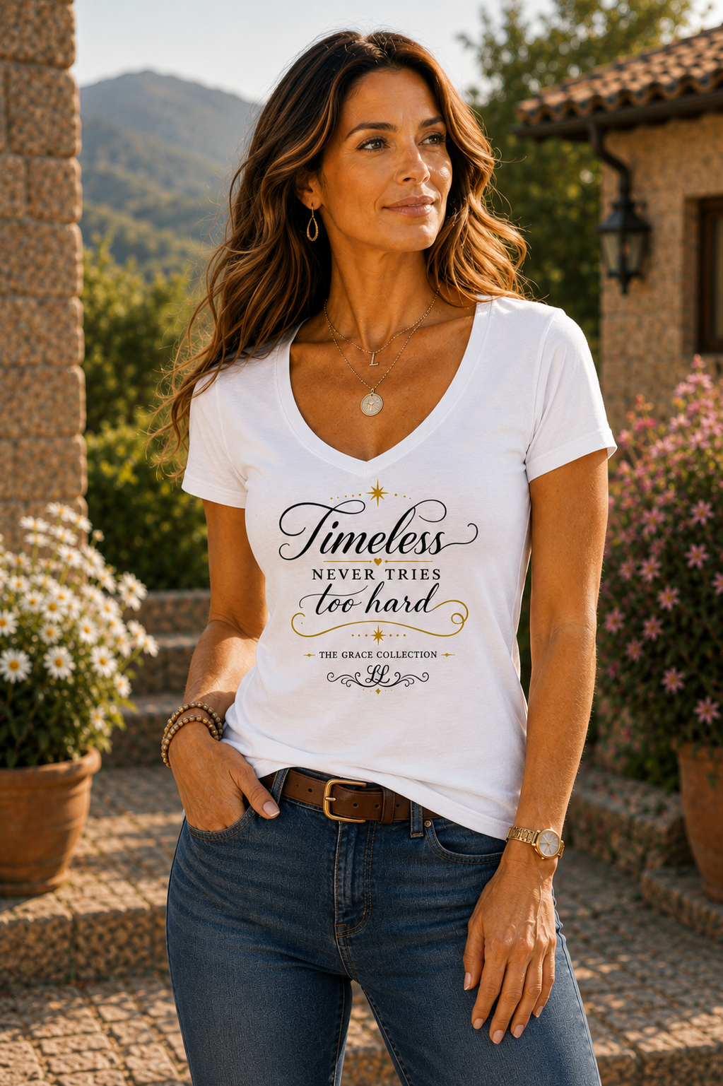 Timeless Never Tries Too Hard -  V-Neck Tee  Women's T-Shirt