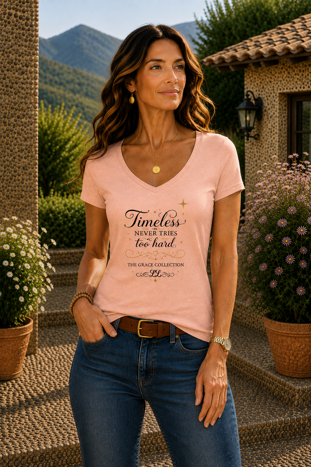 Timeless Never Tries Too Hard -  V-Neck Tee  Women's T-Shirt