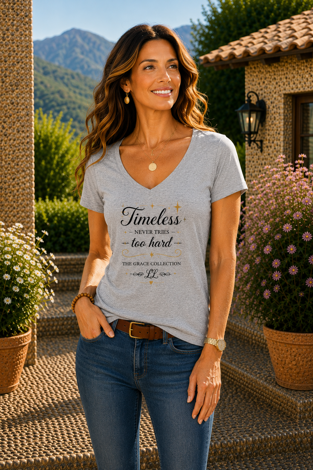Timeless Never Tries Too Hard -  V-Neck Tee  Women's T-Shirt