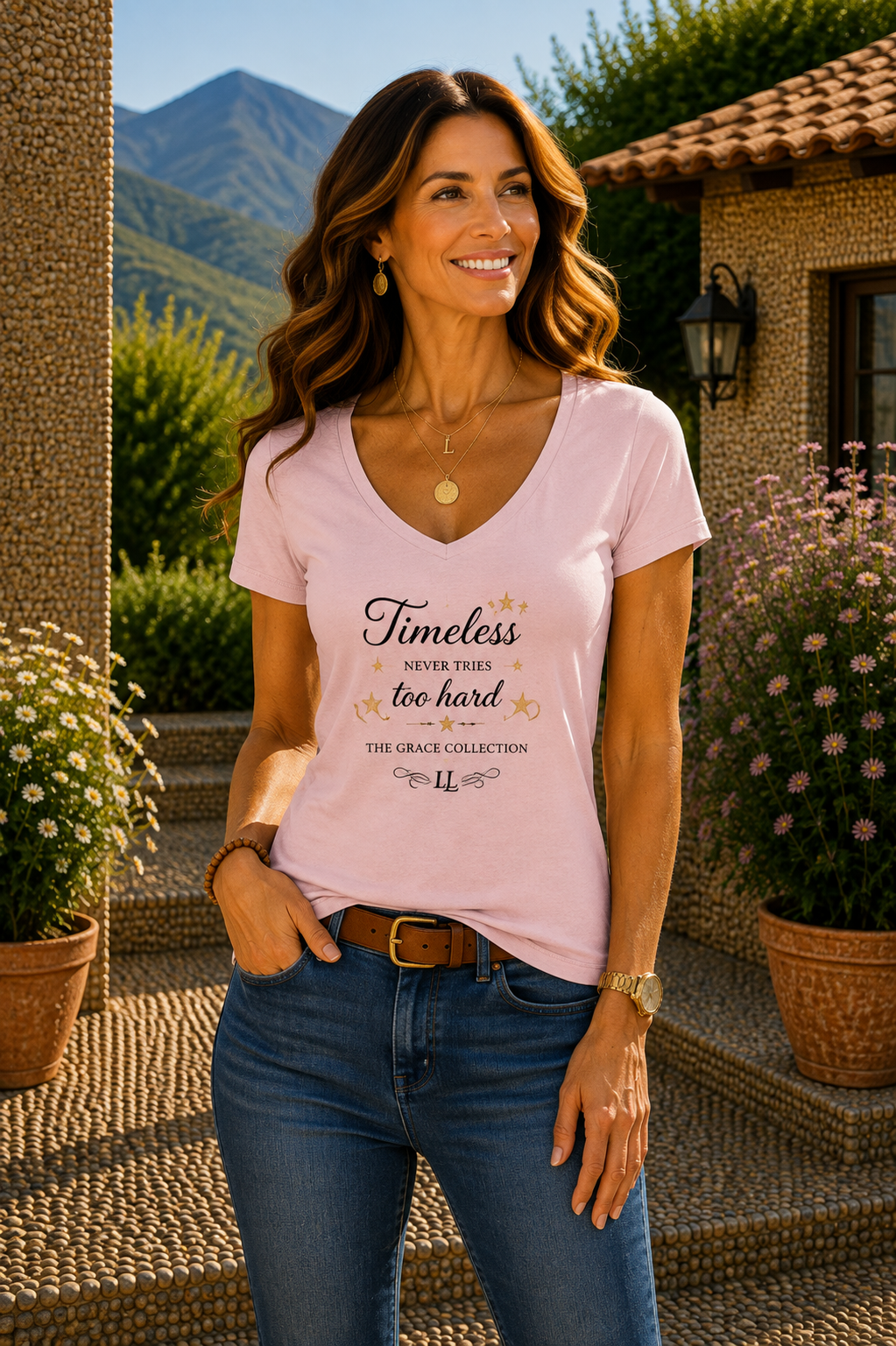 Timeless Never Tries Too Hard -  V-Neck Tee  Women's T-Shirt