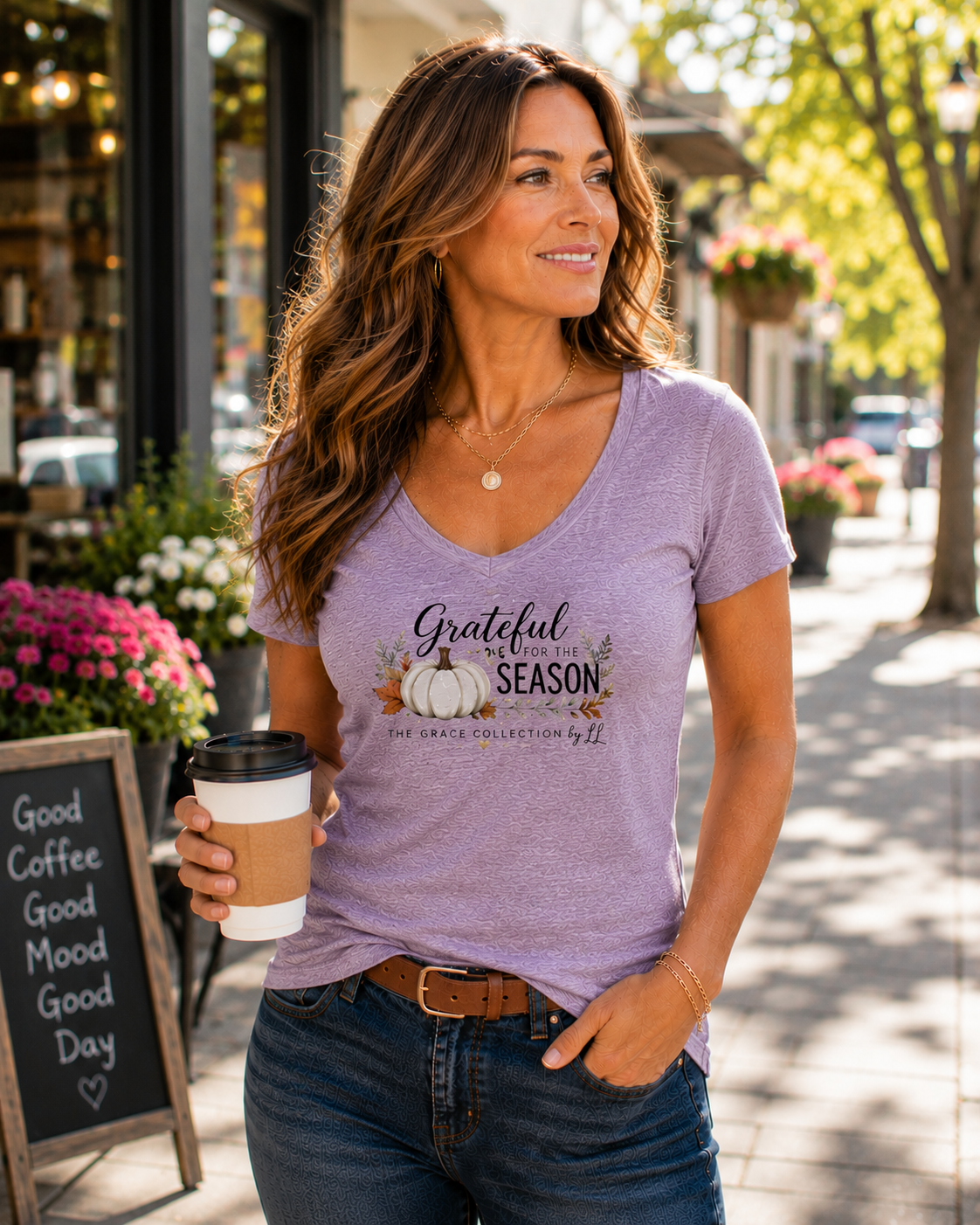 Grateful for the Season - Women's V-Neck Tee