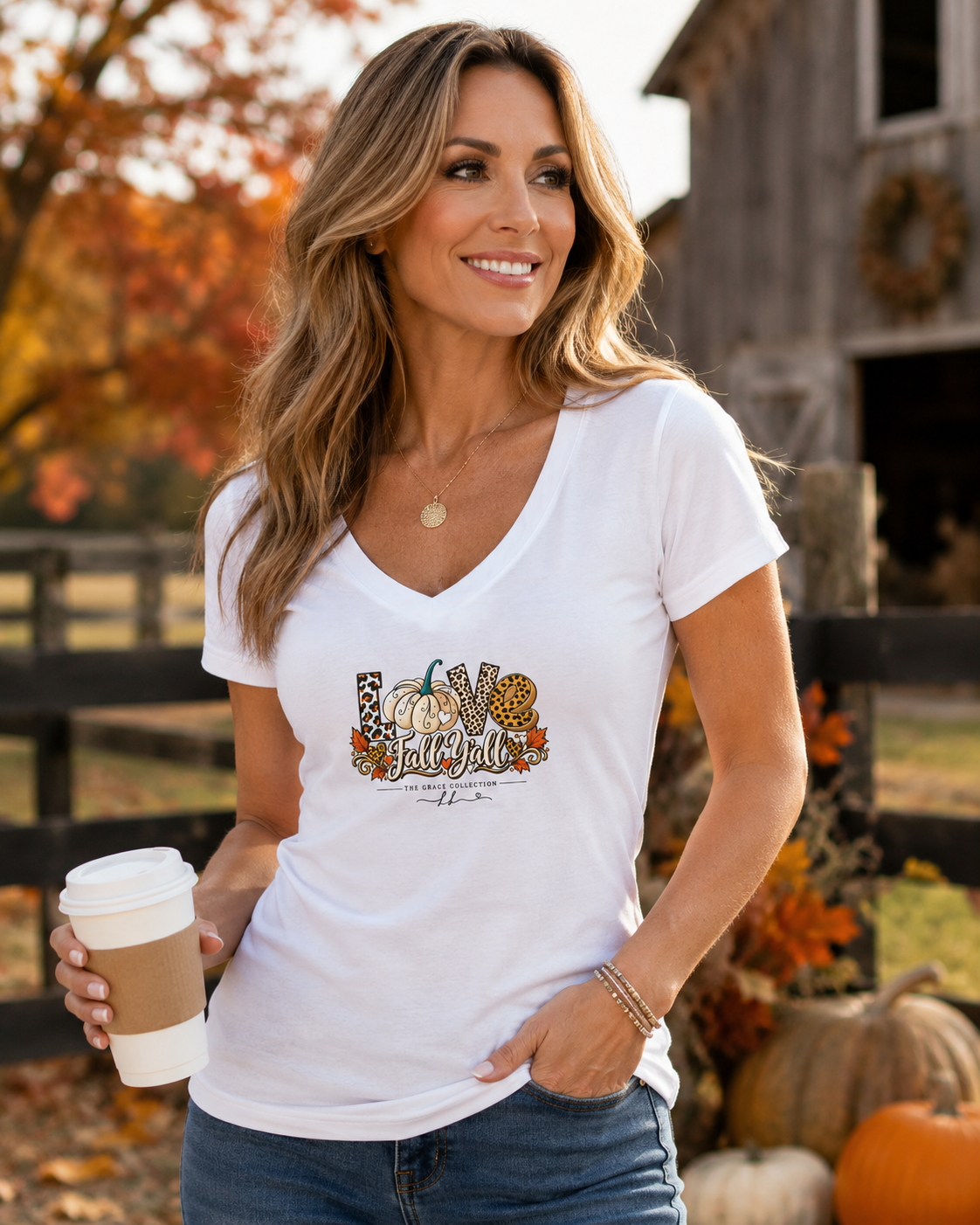LOVE Fall Y'all  | V-Neck Tee