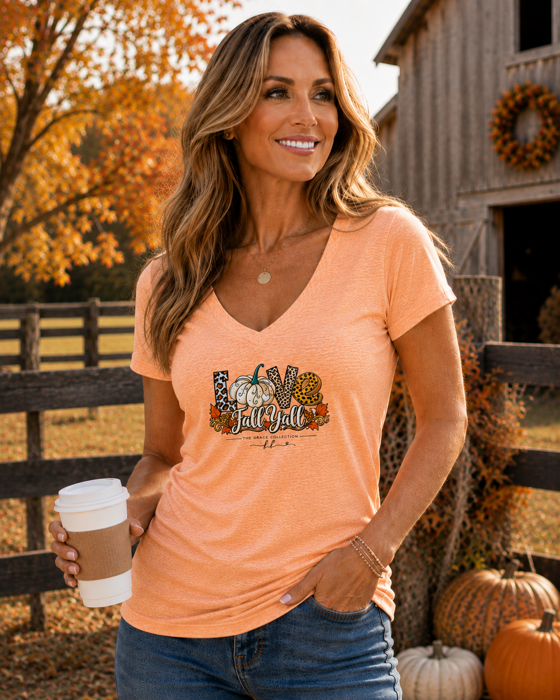 LOVE Fall Y'all  | V-Neck Tee