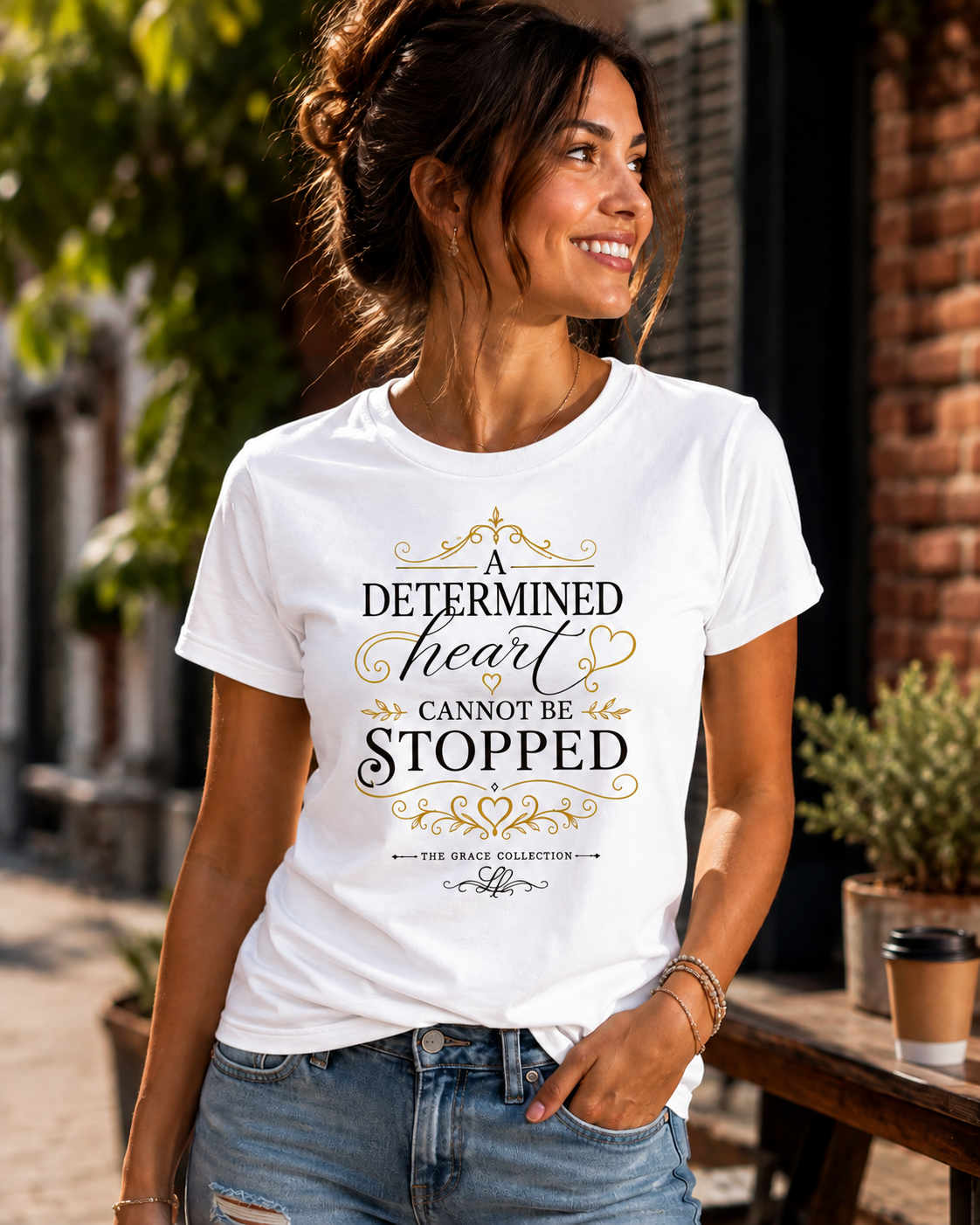 “A Determined Heart Cannot Be Stopped” Inspirational T-Shirt