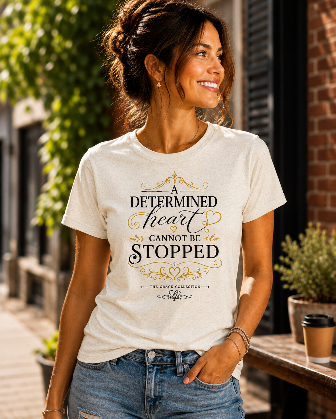“A Determined Heart Cannot Be Stopped” Inspirational T-Shirt