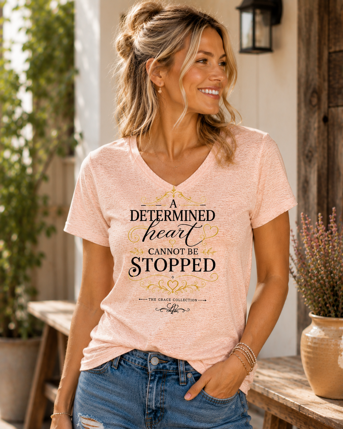 “A Determined Heart Cannot Be Stopped” Inspirational T-Shirt