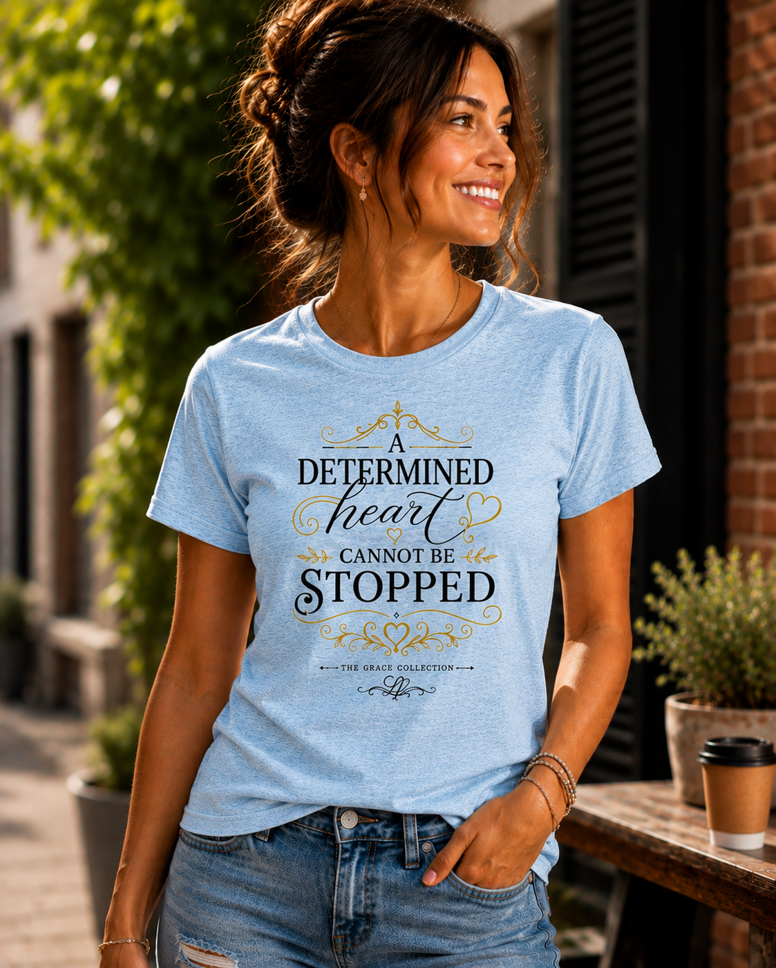 “A Determined Heart Cannot Be Stopped” Inspirational T-Shirt