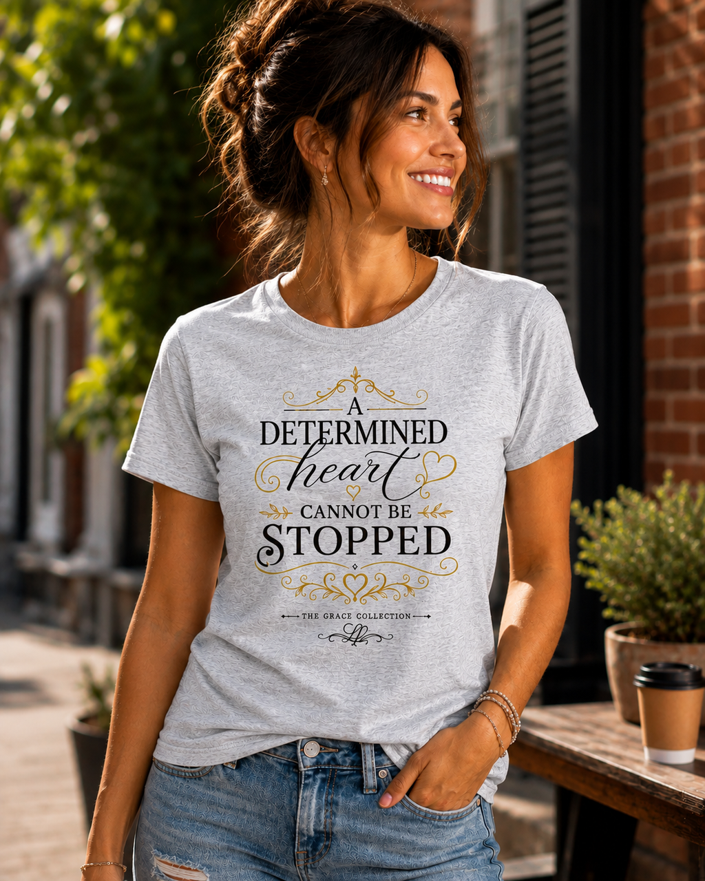 “A Determined Heart Cannot Be Stopped” Inspirational T-Shirt