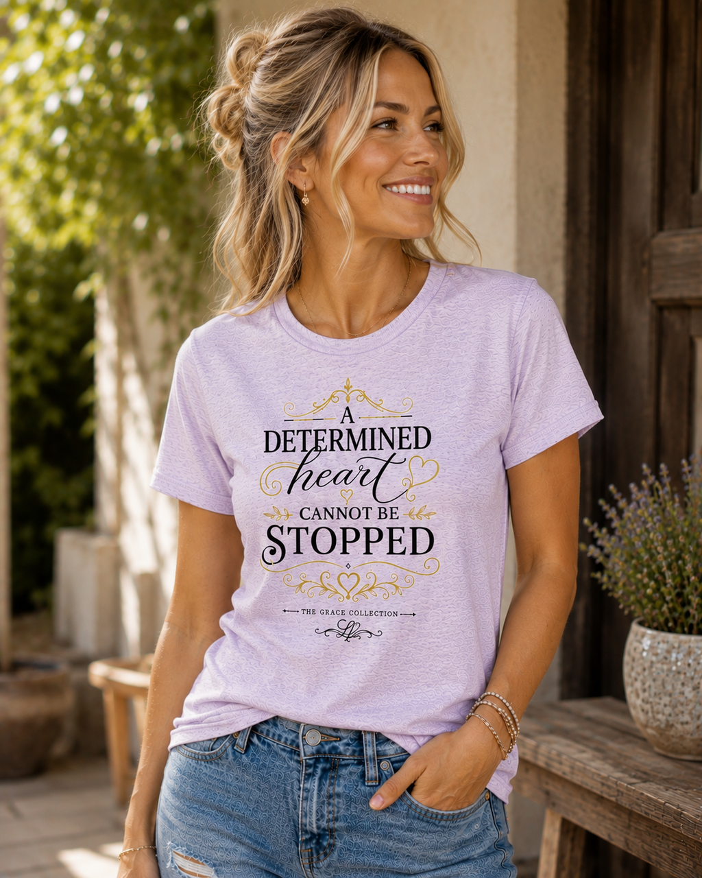 “A Determined Heart Cannot Be Stopped” Inspirational T-Shirt