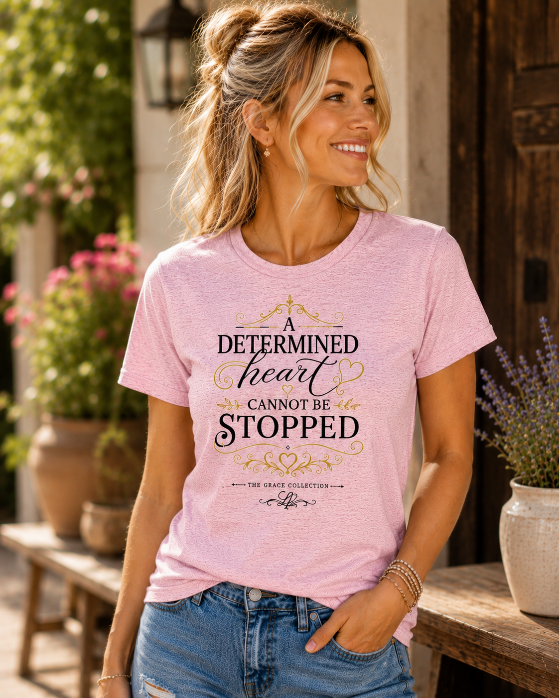 “A Determined Heart Cannot Be Stopped” Inspirational T-Shirt