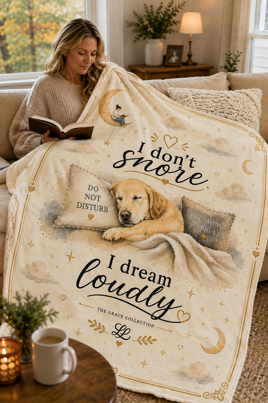 "I Don’t Snore I Dream Loudly"  Velveteen blanket Sleepy Dog Throw