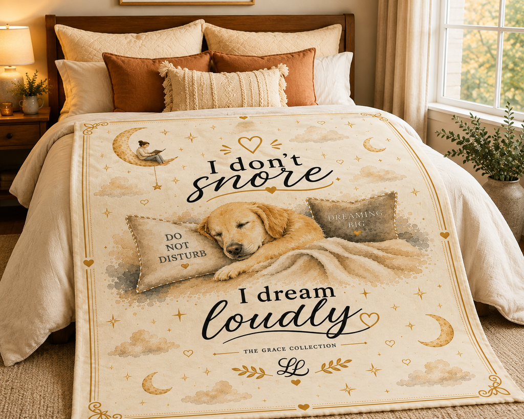 "I Don’t Snore I Dream Loudly"  Velveteen blanket Sleepy Dog Throw